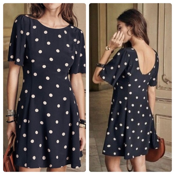 Sezane Dresses & Skirts - Sezane Faustine Dress Mini Black Ecru Polka Dot Size 36 US 4